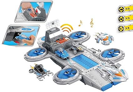 MWG Exports Co Huge Aircraft Carrier Toy Playset with Die-cast Jets, Tanks & UFO for Children Toddlers Infants