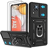 ATUMP for Samsung Galaxy A42 5G Case with [2 Pcs] HD Screen Protector, Heavy Duty Shockproof with 360&deg; Rotation Kickstand [Military Grade] Protective Case for A42 5G, Black