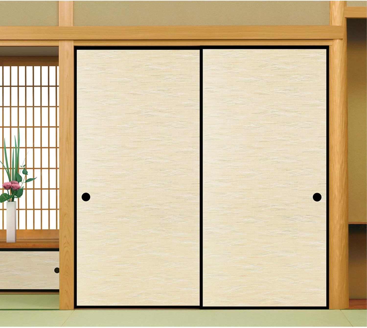 Amazon ふすま 紙 和 モダン 和紙壁紙 やぶれにくい 糸入り 松葉 模様 柄 和風 のりナシ 1枚 ふすま紙 簡単 張り替え Diy 模様 替え リフォーム No 932 壁紙