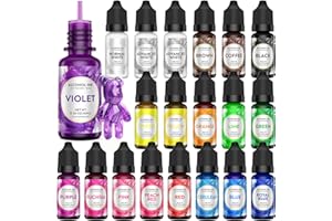 WAYIN Alcohol Ink Set Resin Dye - Vibrant High Concentrated Alcohol-Based Ink, Epoxy Resin Paint Color Pigment Fast-Drying Permanent for Resin Petri Dish Tumbler Cup Making Coaster Painting (20x10ml/0.35oz)