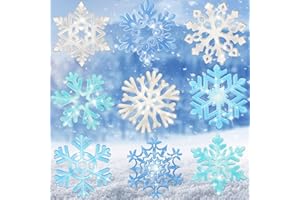 Dianelhall 45 Pcs Winter Cutouts Decoration Snowflake Cutouts Winter Classroom Bulletin Board Decor with Glue Point Dot Christmas Snowflake Paper Cutouts Holiday Party Wonderland Decor(Classic Style)