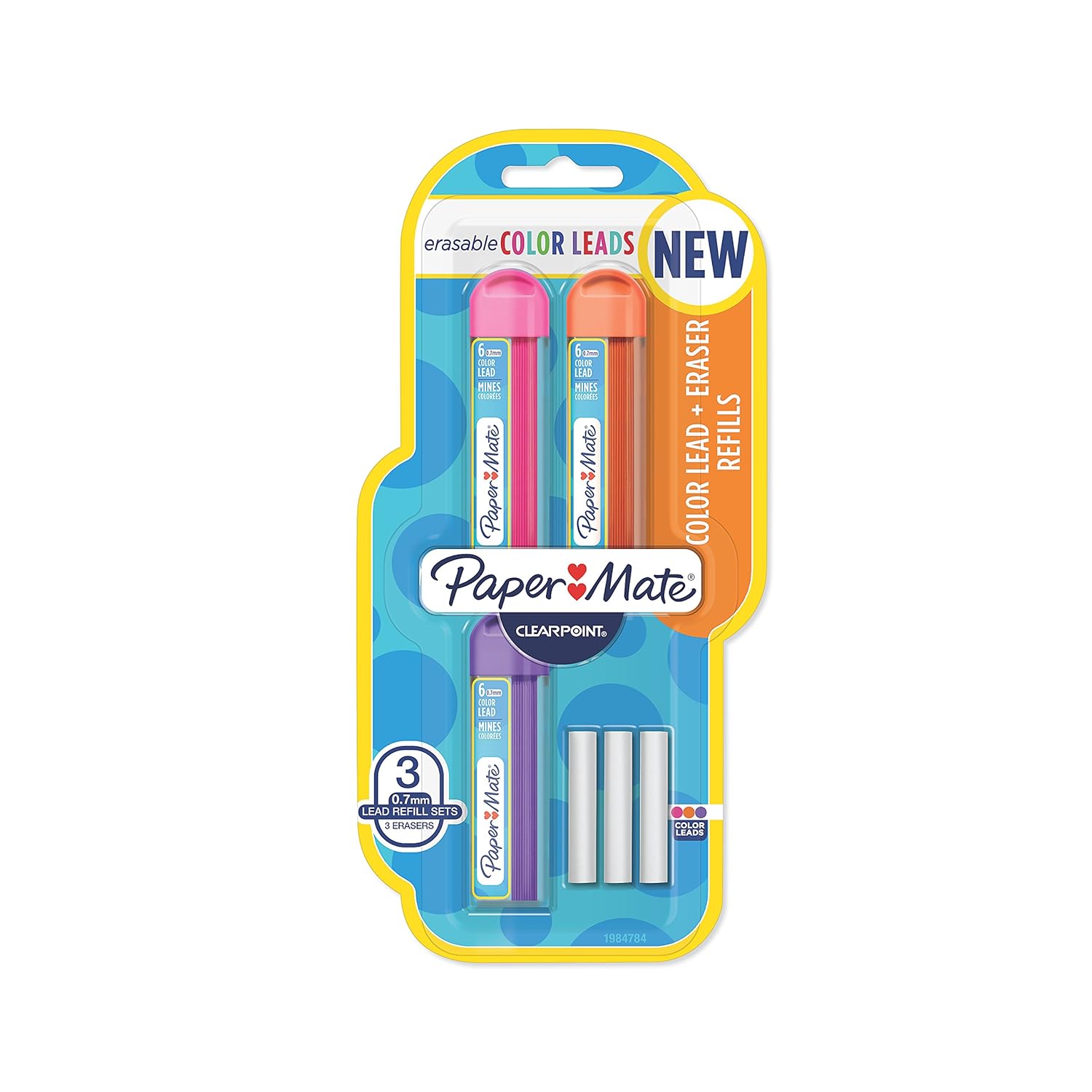 Paper Mate Clearpoint Color Lead and Eraser Mechanical Pencil Refills, 0.7mm, Assorted Colors, 6 Count