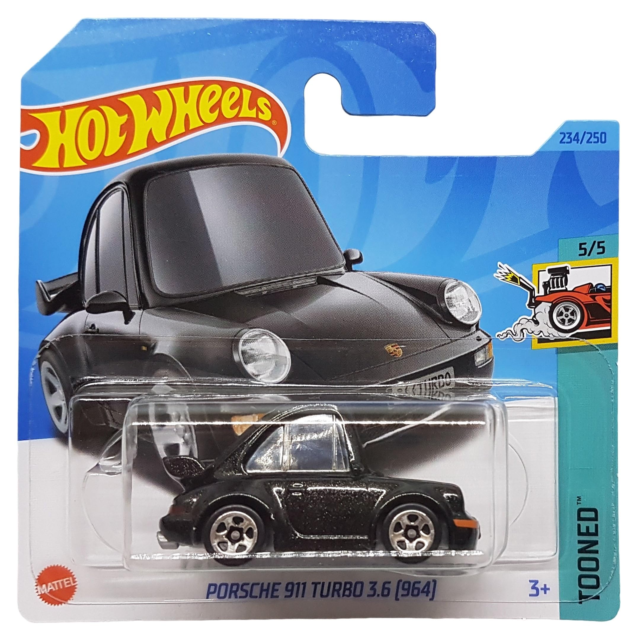 Hot Wheels - Porsche 911 Turbo 3.6 [964] - Tooned 5/5 - HKG69 - Short Card - Black Metallic - Mattel 2023