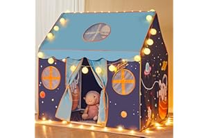 TTLOJ Gift for Christmas Outer Space Style Play Tents with Small String Lights for Boys Girls, Large Playhouse Castle Toy for Toddler Play House, Teepee Tent Indoor Outdoor (Ball Lights NOT Included