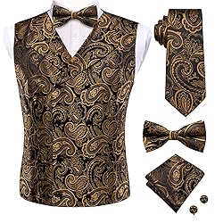 Hi-Tie Mens Suit Vest Bowtie Set Ties for Men V