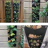 KAHEIGN 7 Pocket Vertical Hanging Plant Grow Bags - Black view 6