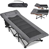 Mopaicot Camping Cot for Adults, Adjustable Headrest Camping Bed | Portable Bed for Adults; Folding Cot with Carry Bag; Comfortable Mattress; Supports 450 lbs