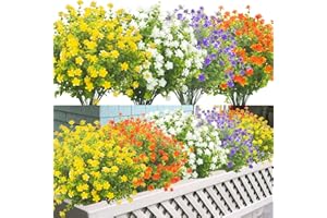 Grunyia 8 Bundles Eucalyptus Artificial Outdoors Flowers (Mix)