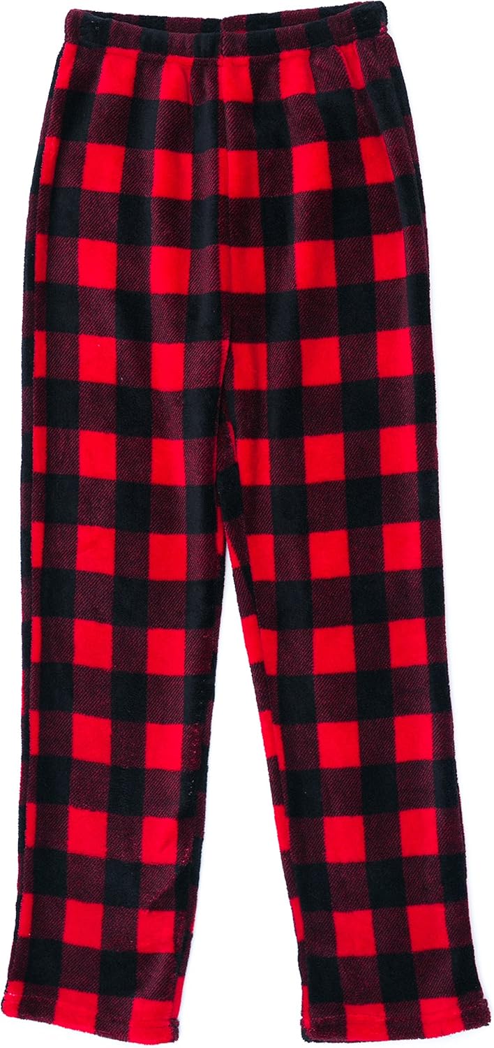 Prince of Sleep Plush Buffalo Plaid Pajama Pants for Boys