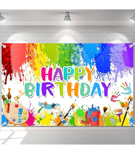 Modern Whimsy Art Party Decorations - 2-Piece Banner Set With Happy Birthday & Paint Garland - View #6
