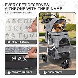MoNiBloom 3 Wheels Pet Dog Cat Stroller for Small