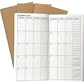 Travelers Notebook Inserts Jan 2026 - Jun 2027, Travelers Notebook Calendar, Weekly and Monthly Planner, Regular Size TN Journal, 8.3 x 4.25 inches, Set of 3