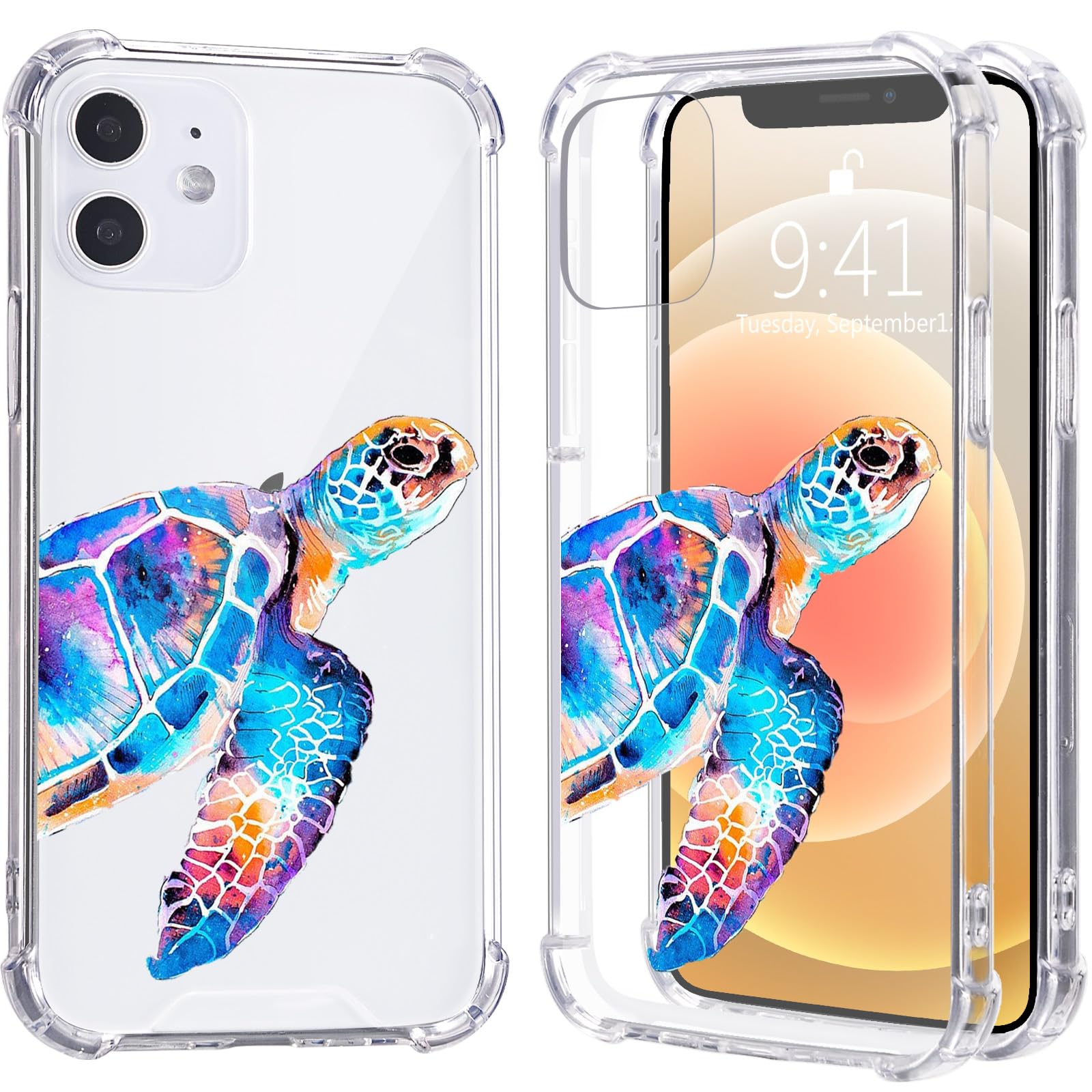 LuGeKe Sea Turtles Print Case for iPhone 12 Pro