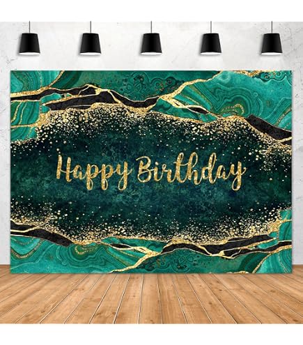 Sensfun Geburtstags-Hintergrund Grün/gold 210x150 Cm - Vinyl, Für 30., 40., 50. Geburtstag