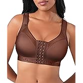 FeelinGirl Front Closure Post Surgery Compression Bra with Adjustable Straps Wireless Breast Augmentation Post Op Bras