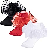Dicry Baby Girls Double Lace Turn Cuff Socks with Big Ruffle for Infant Toddlers and Kids