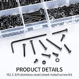 HAOCHEN M2.5 Screw Set 840Pcs Hex Button Pan Flat Head Nuts Washers Carbon Steel view 4