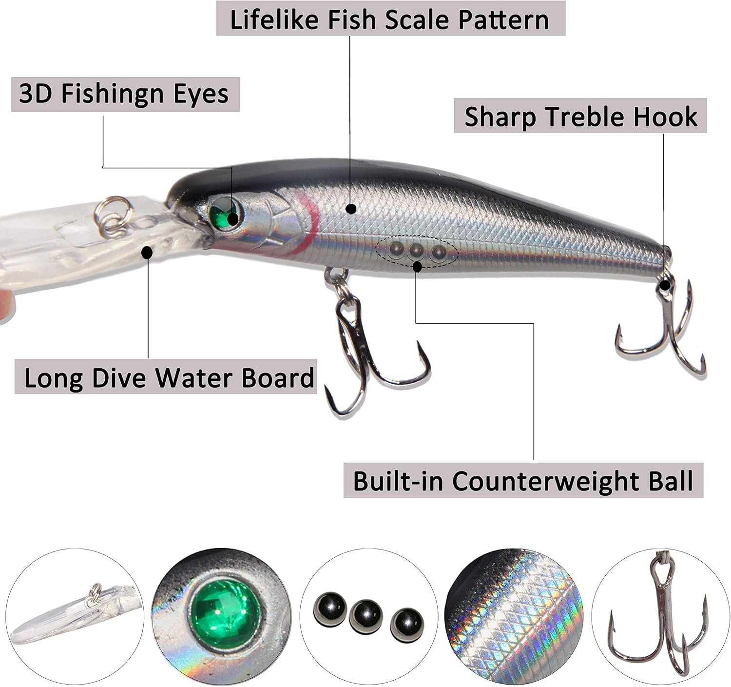 10pcs/lot Hard Minnow Lure Baits 3D Fishing Eyes Topwater Floating Life-like Swimbait Fishing Lures Bass Crankbait Tackle - Image 3