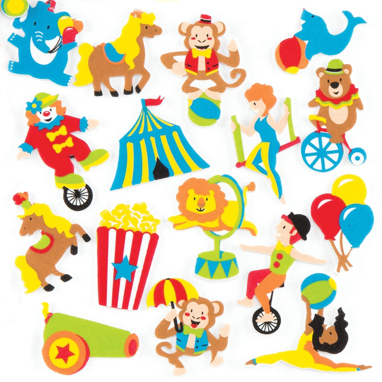 Baker Ross AR346 Circus Foam Stickers (Pack of 120) for Kids To Decorate Arts, Crafts, Cards & Scrapbooking - Image 4