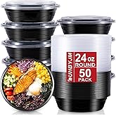 UHBYJM 50 Pack Meal Prep Container, 24 oz Round Meal Prep Food Container,Food Storage Containers with Lids,Reusable Plastic Meal Prep Bowls for Food Stackable Microwave and Freezer Safe