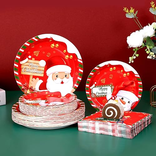Dinnerware Sets Christmas Plastic Plates And Napkins 175Pcs