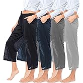 Sexy Basics Women's Capri Length Lounge & Cover Up Spa Pants | Semi Sheer & Flowy Drawstring Bottoms | Multi Packs & Colors