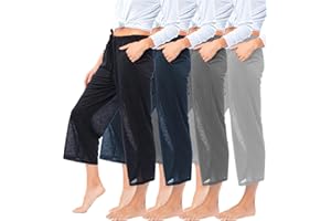 Sexy Basics Womens' Capri Length Lounge & Cover Up Spa Pants | Semi Sheer & Flowy Drawstring Bottoms | MultiPacks