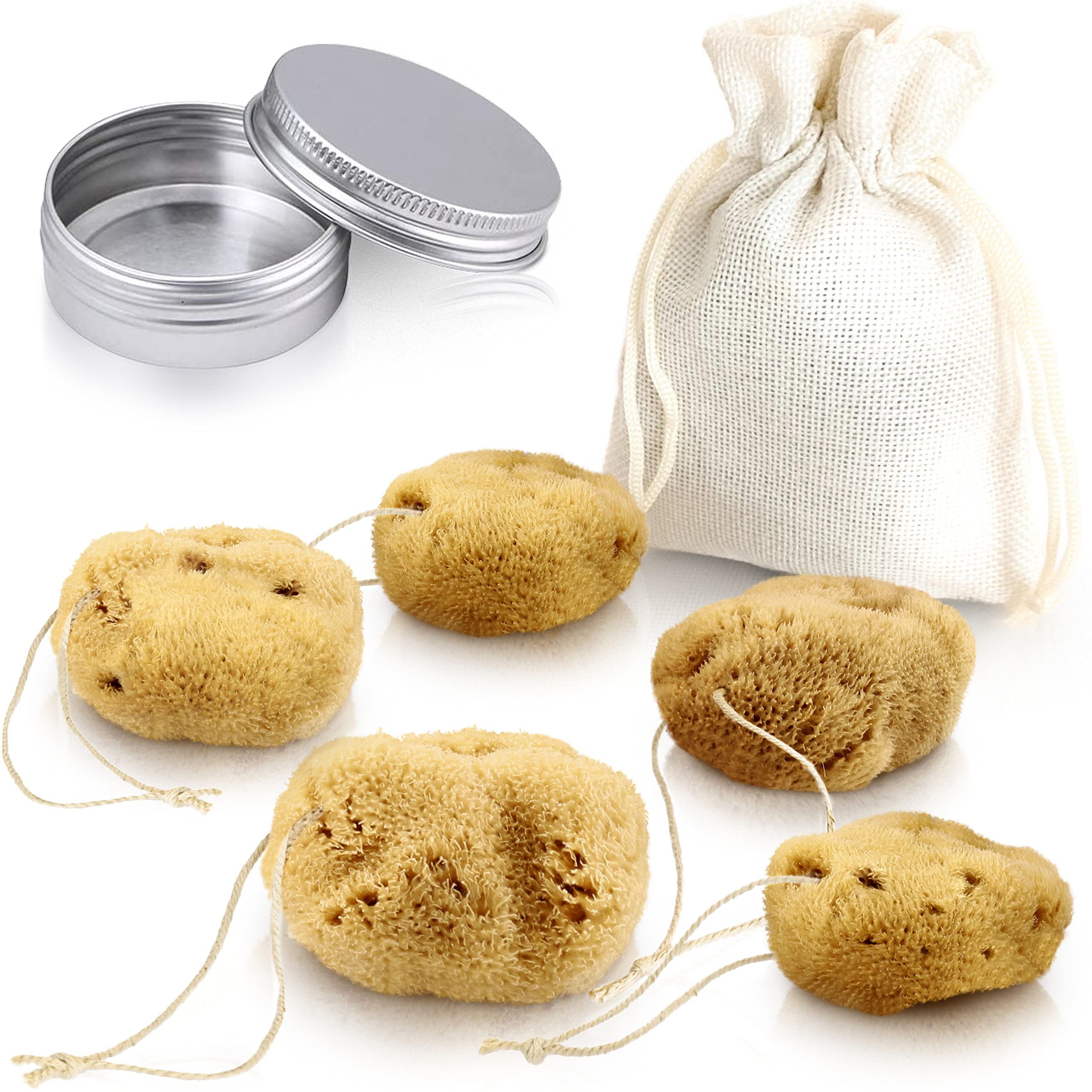 tom&pat® Natural Sea Sponge as Menstrual Sponge with String • Alternative to Tampons • Washable Reusable • Dermatest Excellent • Travel Case • Mediterranean Quality Greece (Size M / 5 x 5-7 cm)