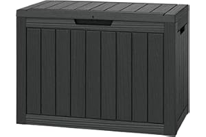 NBYSGO Outdoor Storage Box, Resin Deck Boxes Indoor and outdoor, Waterproof Storage Box Lockable Lid (Black, 45 Gallon)