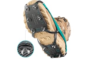 PECUBE Ice Cleats for Shoes and Boots Men Women Trail Running 20 Stainless Steel Spikes Anti-Slip Footwear Traction Cleats Snow Grips Crampons for Hiking Ice Fishing Walking on Snow