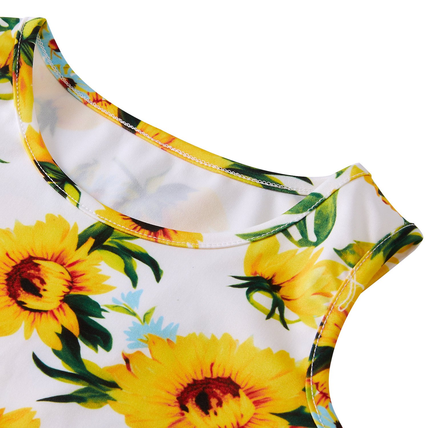 Leapparel Girl\'s White Yellow Sun Flower Sleeveless Cotton Casual Dress Girls 9T L