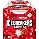 ICE BREAKERS Cinnamon Sugar-Free Mints Tins, 1.5 oz, 8 ct | Cinnamon Sugar-Free Mints with Flavor Crystals, Pocket Tins for C