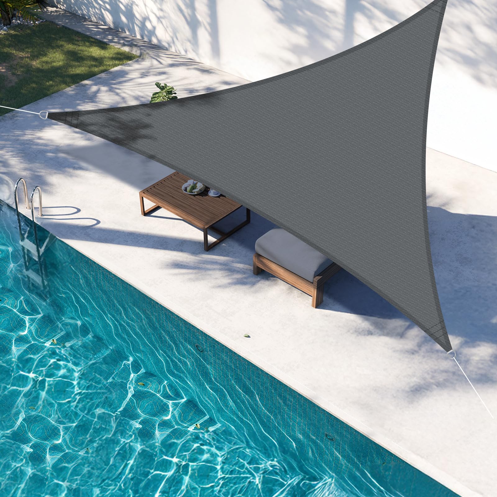LOVE STORY Sun Shade Sail 3x3x3m Triangle Shade Cover Anthracite Canopy with Hardware Kit - Curved Sunshade Cloth Awning,Permeable Shade Fabric(HDPE) 95% UV Protection for Outdoor Patio Porch Backyard