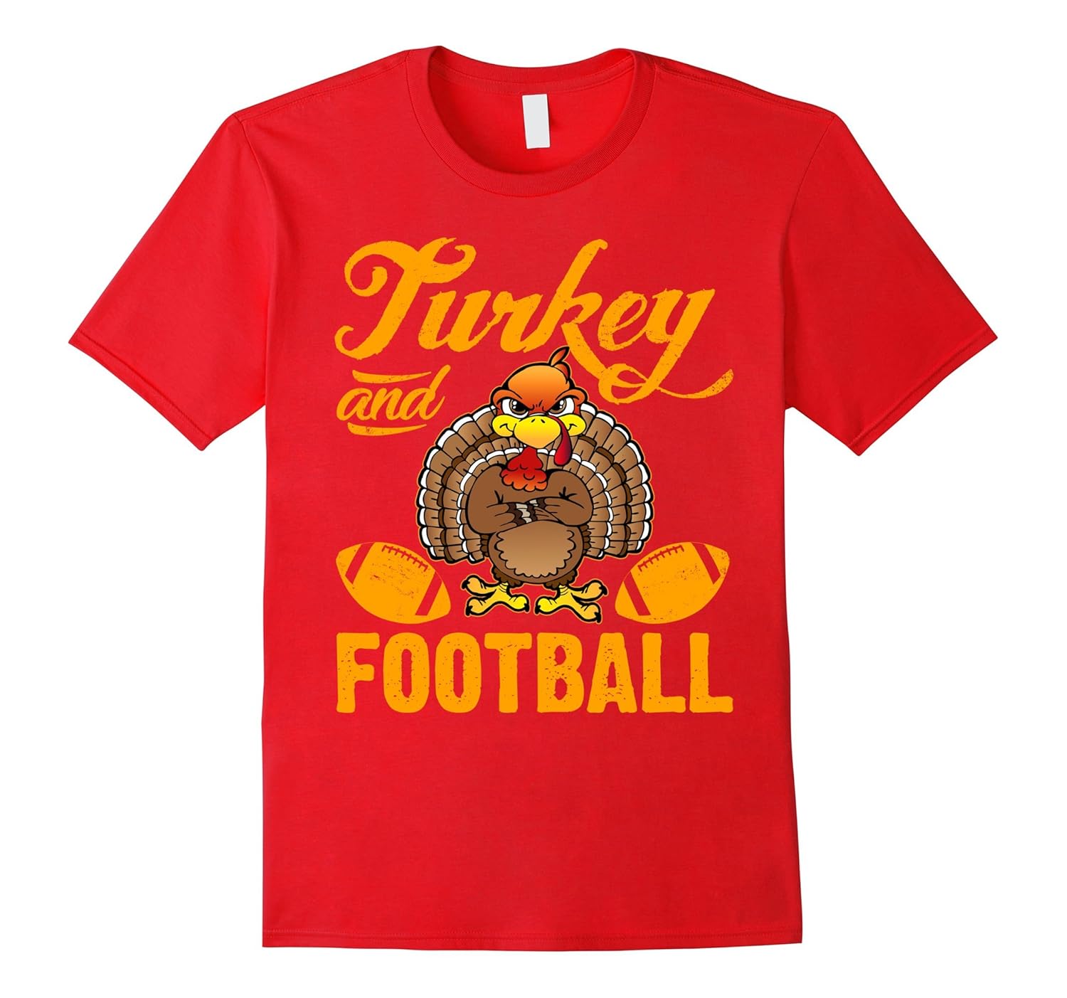 Funny Turkey And Football T-Shirt Thanksgiving Day Outfit-Rose