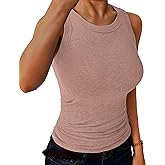 C.O.Z.Y Tank Tops for Women Ribbed Racerback Top Shirts High Neck Tank Casual Slim fit Basic Summer Tops