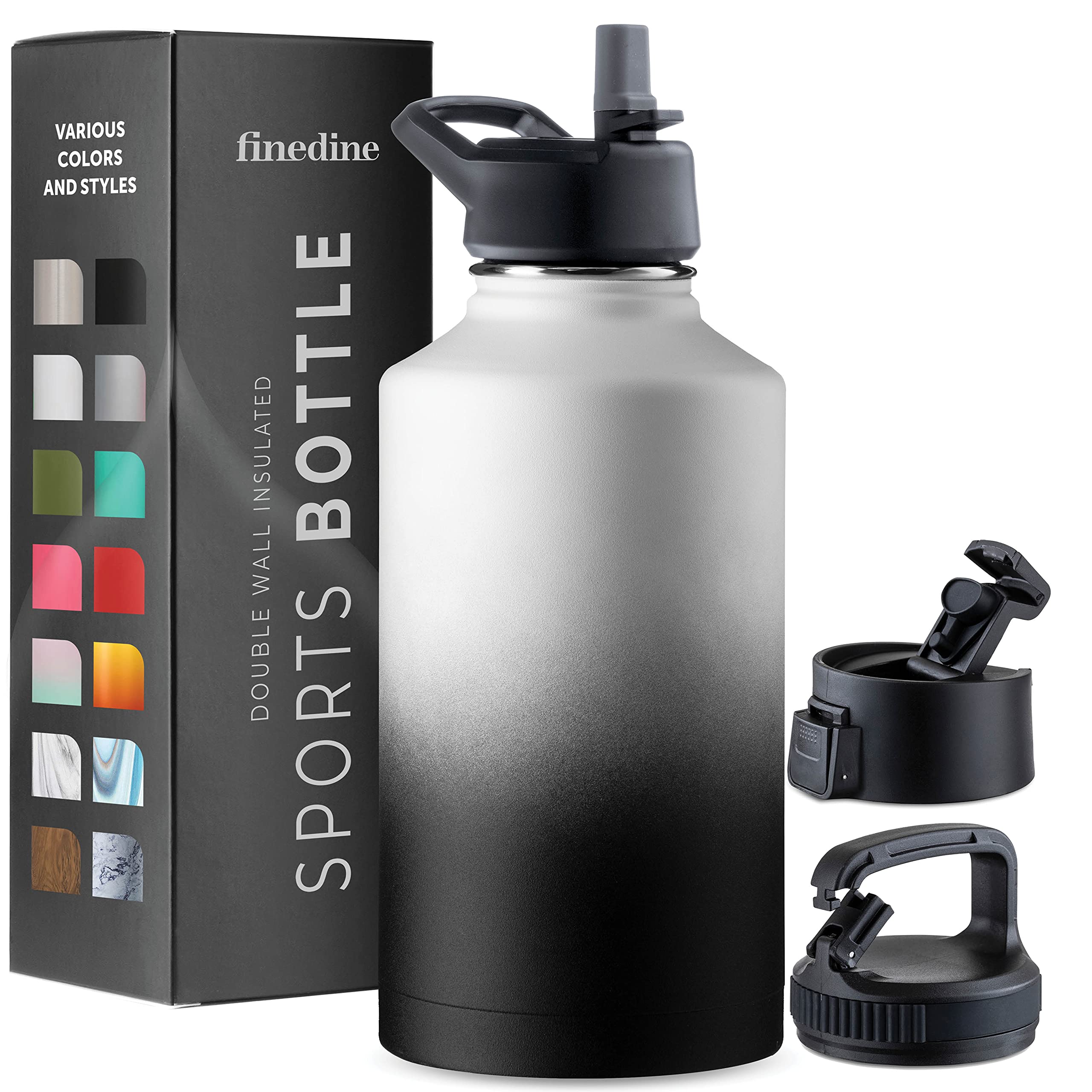 Triple-Insulated Stainless Steel Water Bottle with Straw Lid - Flip-Top Lid - Wide-Mouth Cap (64 oz) Insulated Water Bottles, Keeps Hot and Cold - Sports Canteen Water Bottle