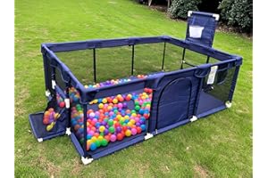 Gaorui Large Kids Baby Ball Pit - Portable Indoor Outdoor Baby Playpen Toddlers Children Safety Play Yard Fun Activities Popular Toys (Not Includes Balls) (Blue)