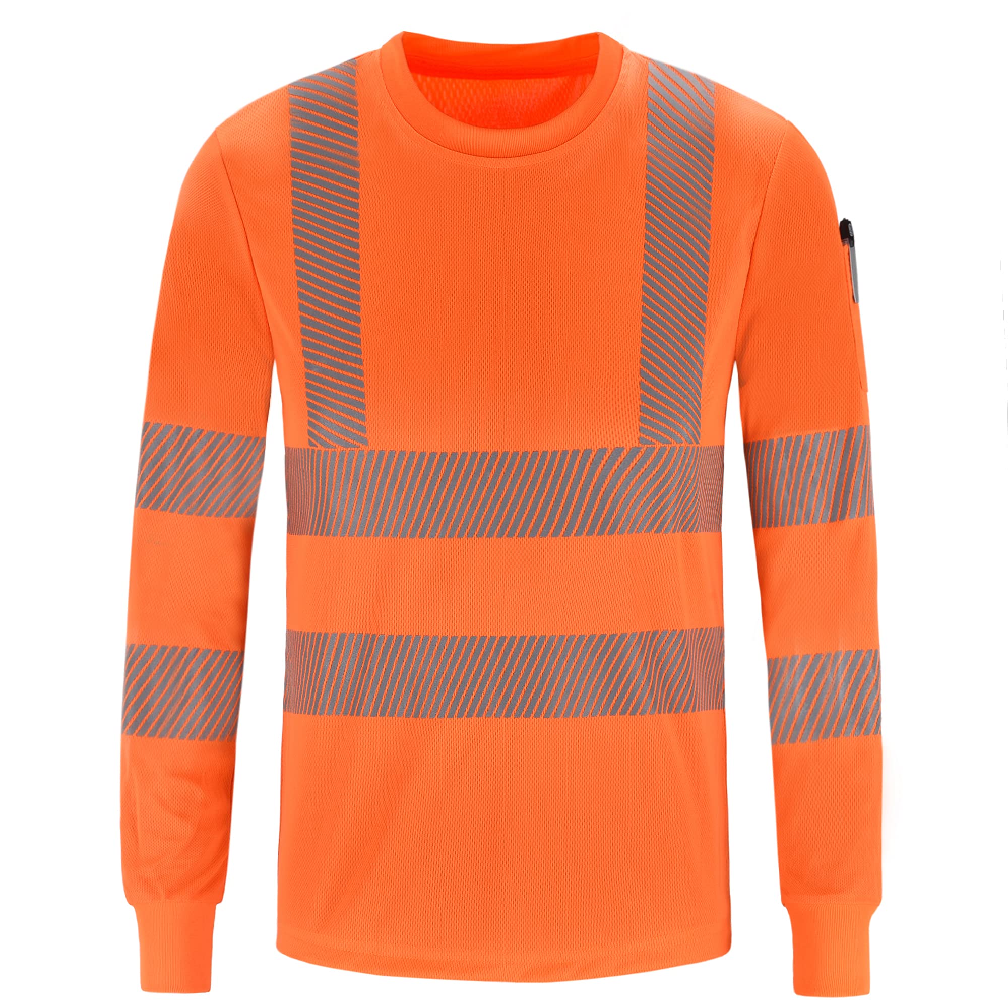 AYKRM 3XL-4XL Hi Vis High Visibility Polo Shirt Reflective Tape Safety Security Long Sleeve Work T-Shirt Breathable Lightweight Workwear(XS-8XL)