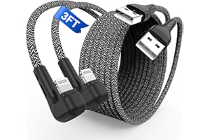 QZVOO 90 Degree iPhone Charger Cable 3ft, (2Pack) Apple MFi Certified Right Angle Lightning Cable 3foot, Nylon 3feet iPhone Charging Cord for iPhone 14 13 12 11 Pro Max XR XS X 8 7 6 Plus SE iPad-Black