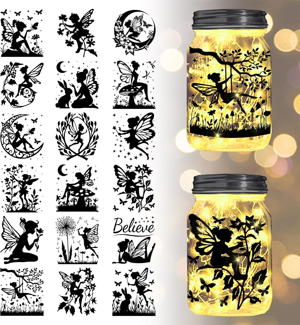 18 Fairy Transfer Stickers 3.9x3.6in Butterfly Decals