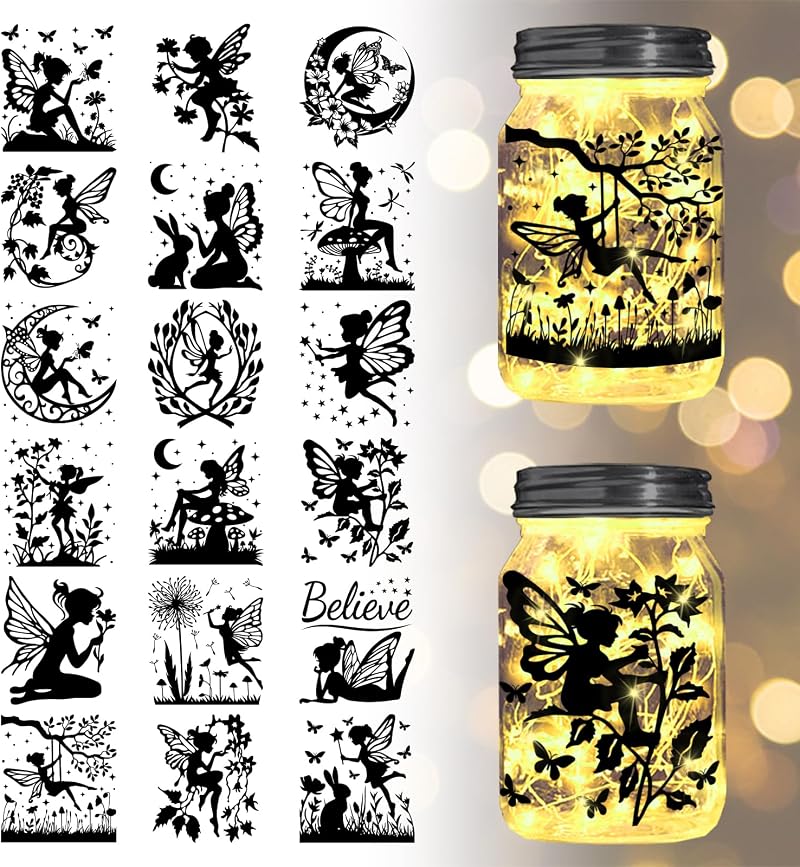 18 Fairy Transfer Stickers 3.9x3.6in Butterfly Decals