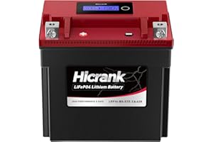 Hicrank YTX14-BS, 400CCA, Lithium LiFePO4 Motorcycle Battery, Digital Readout,Fits for Kawasaki Ninja ZX-14R,Apirilia 850cc Scooter,Yamaha 660 cc ATV,Apex 1000cc Snowmobile,Honda Pioneer series UTV