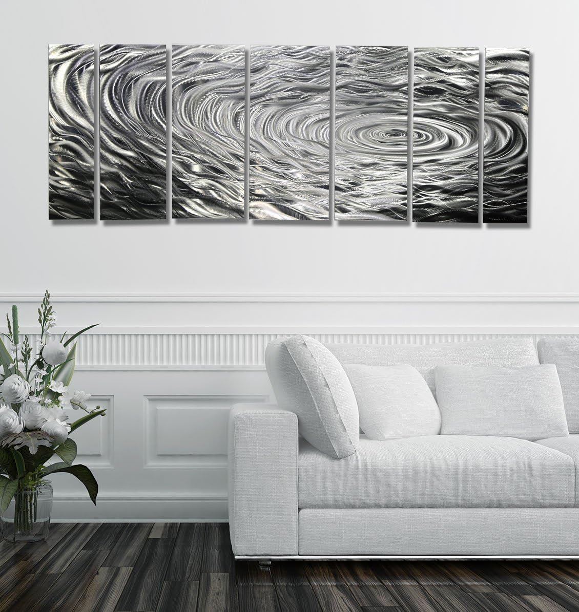 Large Silver Metal Wall Art Water Inspired Abstract Wall Decor Modern Metallic Wall Sculpture Ripple Effect By Jon Allen Amazon Co Uk Kitchen Home