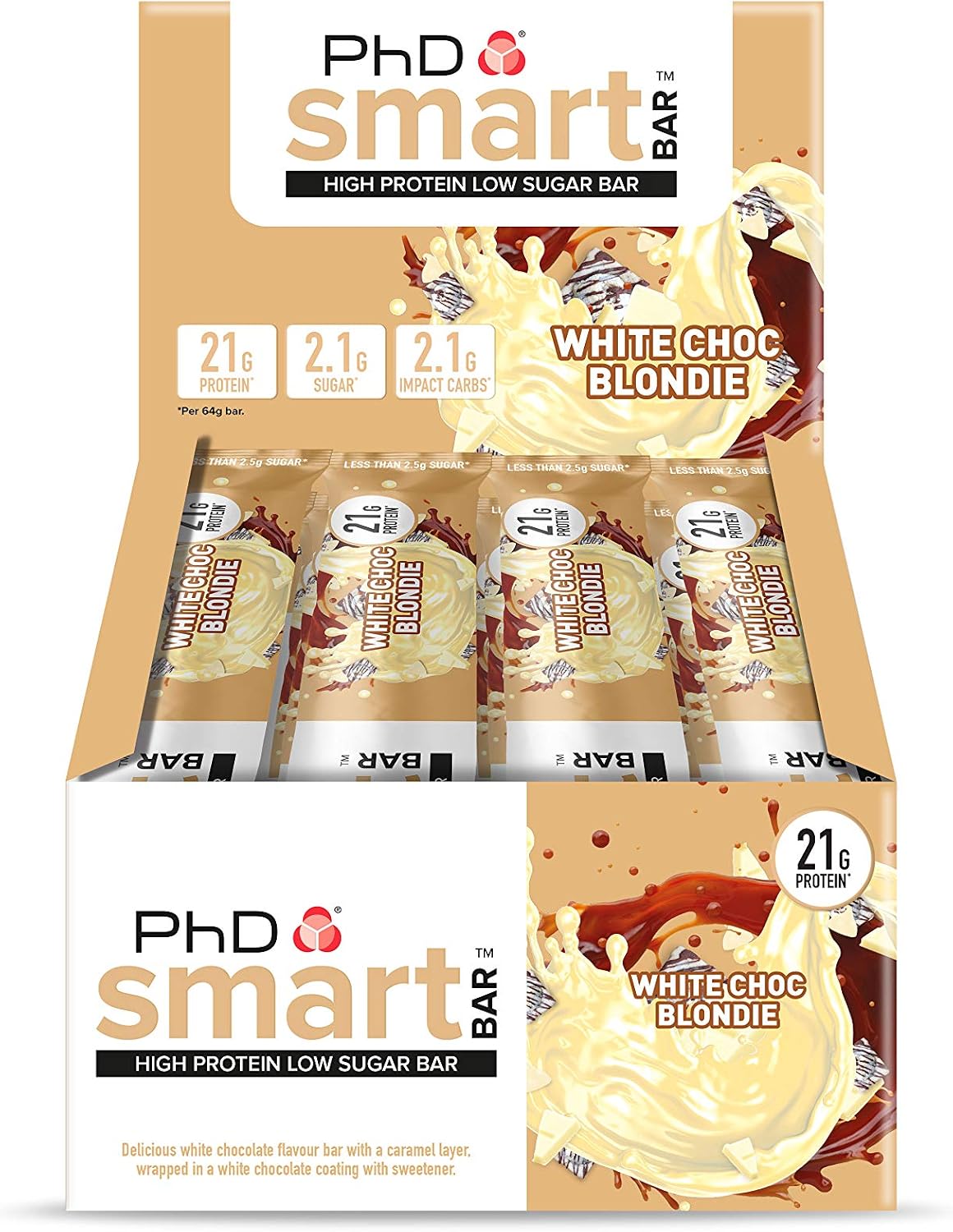 PhD Nutrition Smart Protein Bar Low Calorie, Nutritional Protein Bars/Protein Snacks, High Protein Low Sugar