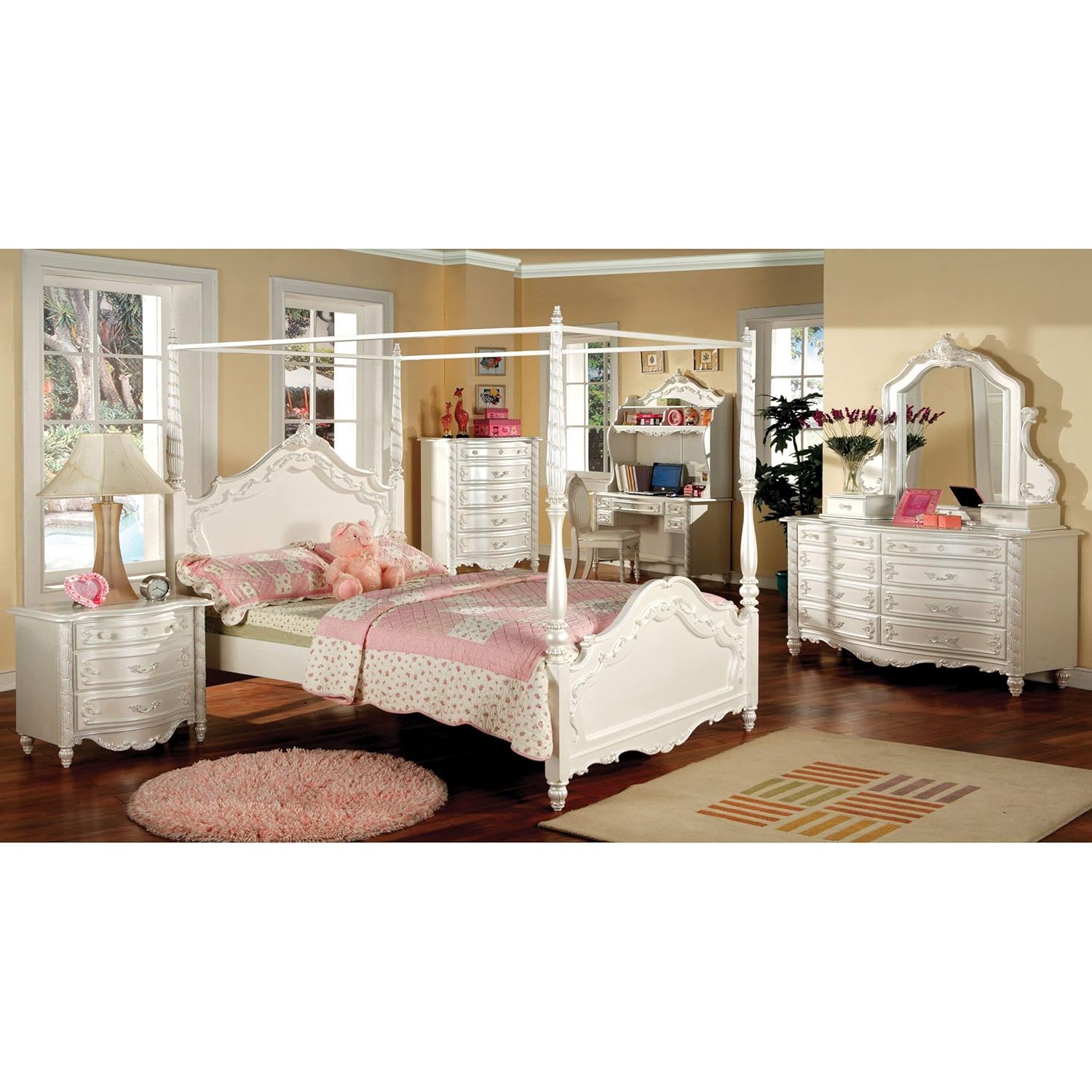 Amazon Com Furniture Of America Talia Pearl White Wood