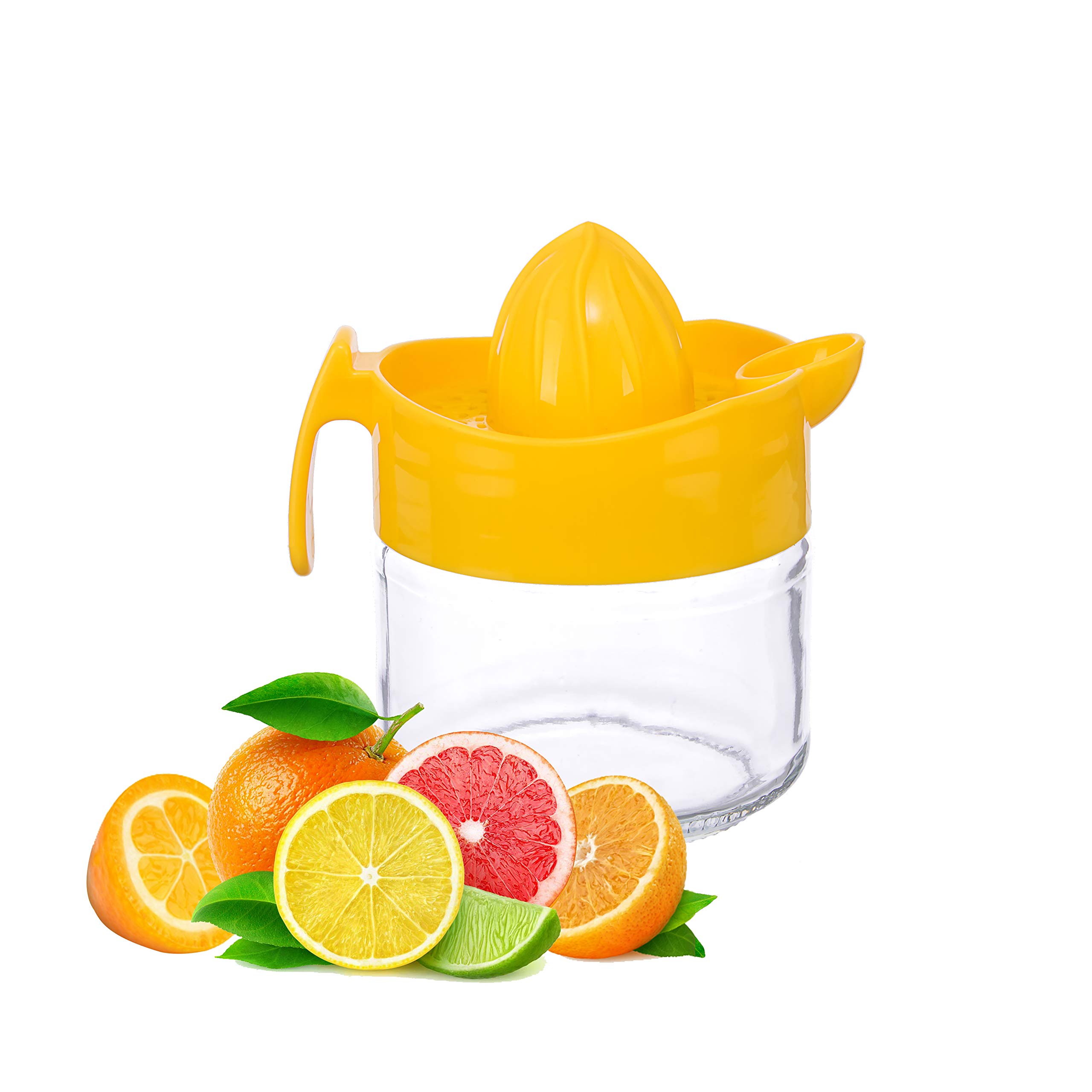 TrendyUK - Fruit Juicer in 4 Colors - Hand Press Easy to Use Kitchen Gadgets - Lemon Lime Orange Squeezer (Yellow)