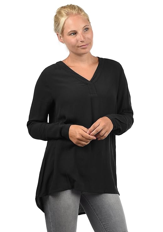 BlendShe Creole Damen Tunika Bluse Langarm Mit V-Ausschnitt