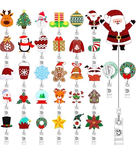 Barydat 27 Pcs Fall & Holiday Badge Reels - Thanksgiving Christmas Halloween Felt Retractable ID Holders - View #10