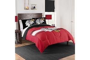 NORTHWEST Officially Licensed Chicago Blackhawks NHL Team Comforter Set – Microfiber Full/Queen Comforter & Sham with Hockey 