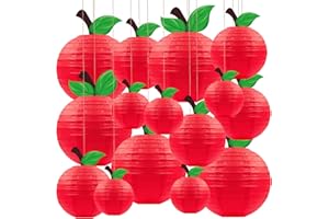 RENBUZHU 15Pcs Classroom Decor Red Apple-Shaped Paper Lanterns Back to School Decorations Hanging for First Day of School Teacher Aappreciate Week Fall Fruit Themed Party Home Decoration